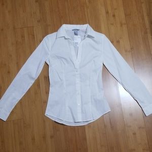 H&M cream (offwhite) and pink dress shirt.